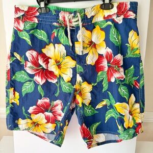 Polo Ralph Lauren Blue Tropical Flower Print Swim Trunks
